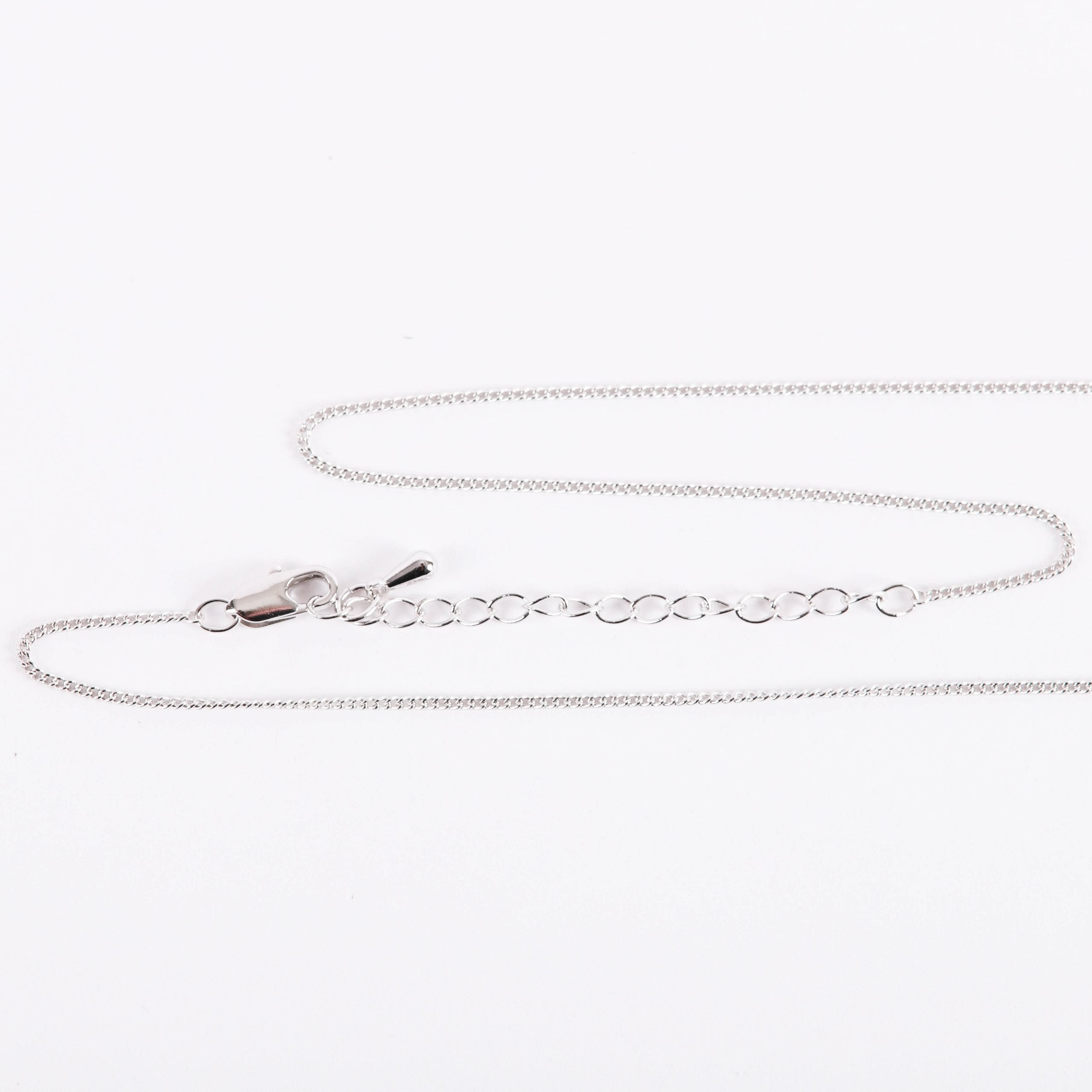 NECKLACE CROSS STONE SS 16-18" PLATINUM PLATED BRASS CHAIN