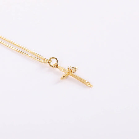 NECKLACE CROSS STONE GOLD OVER SS 16-18" GOLD PLATED BRASS CHAIN