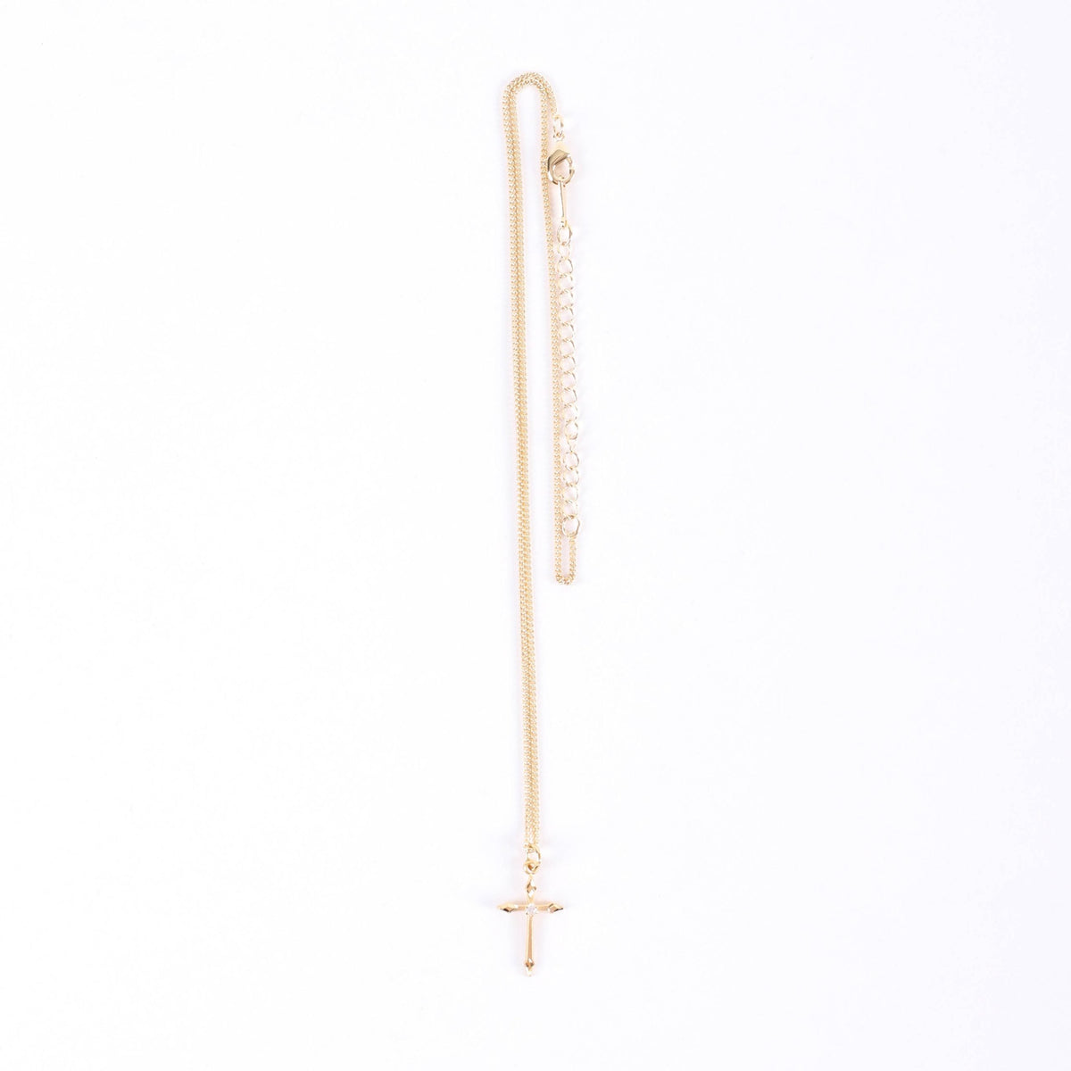 NECKLACE CROSS STONE GOLD OVER SS 16-18" GOLD PLATED BRASS CHAIN