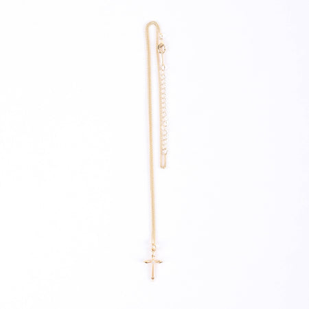 NECKLACE CROSS STONE GOLD OVER SS 16-18" GOLD PLATED BRASS CHAIN
