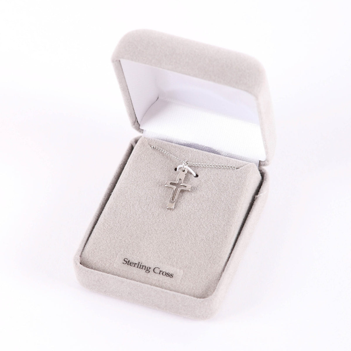 NECKLACE CROSS CUT OUT STERLING SILVER 16-18"