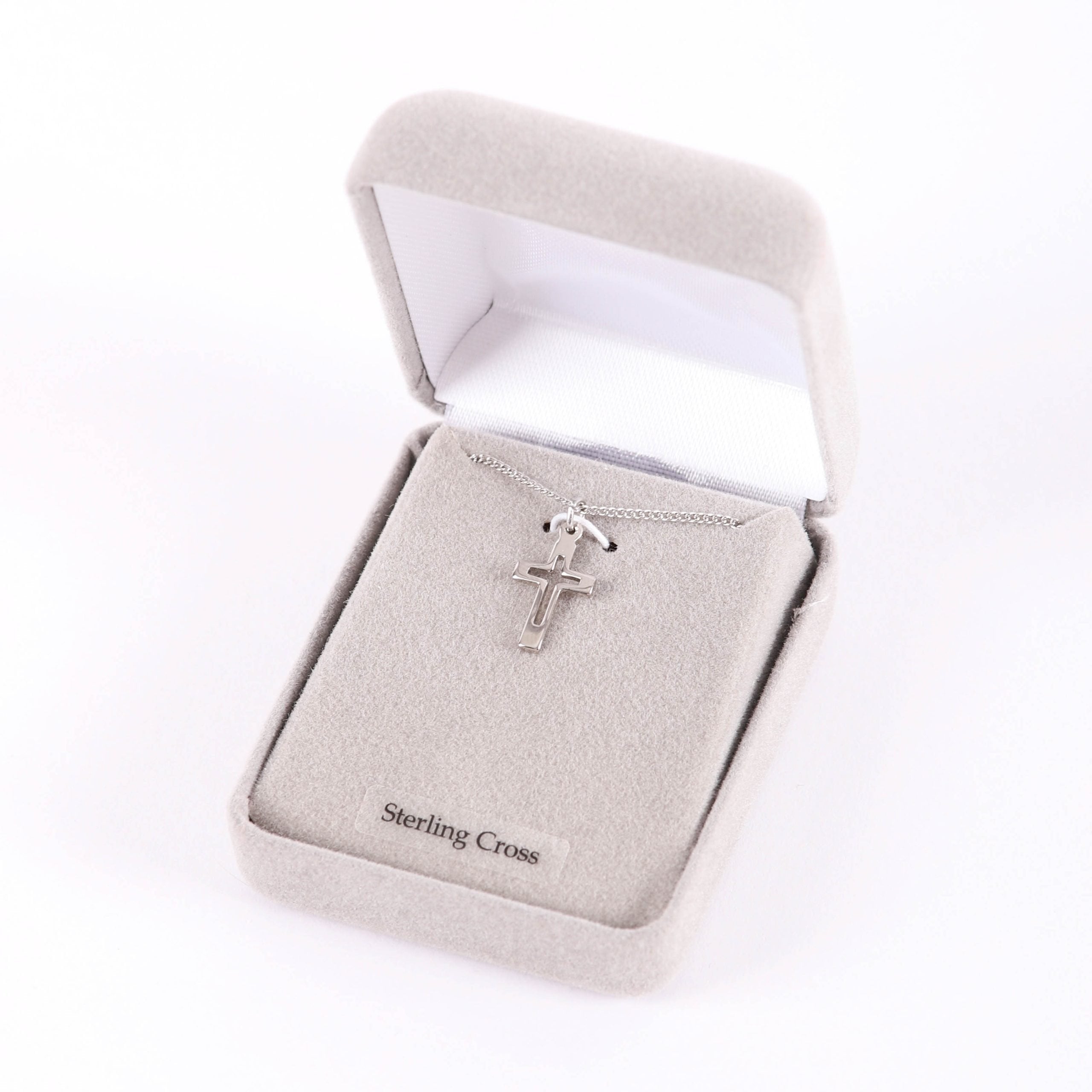 NECKLACE CROSS CUT OUT STERLING SILVER 16-18"