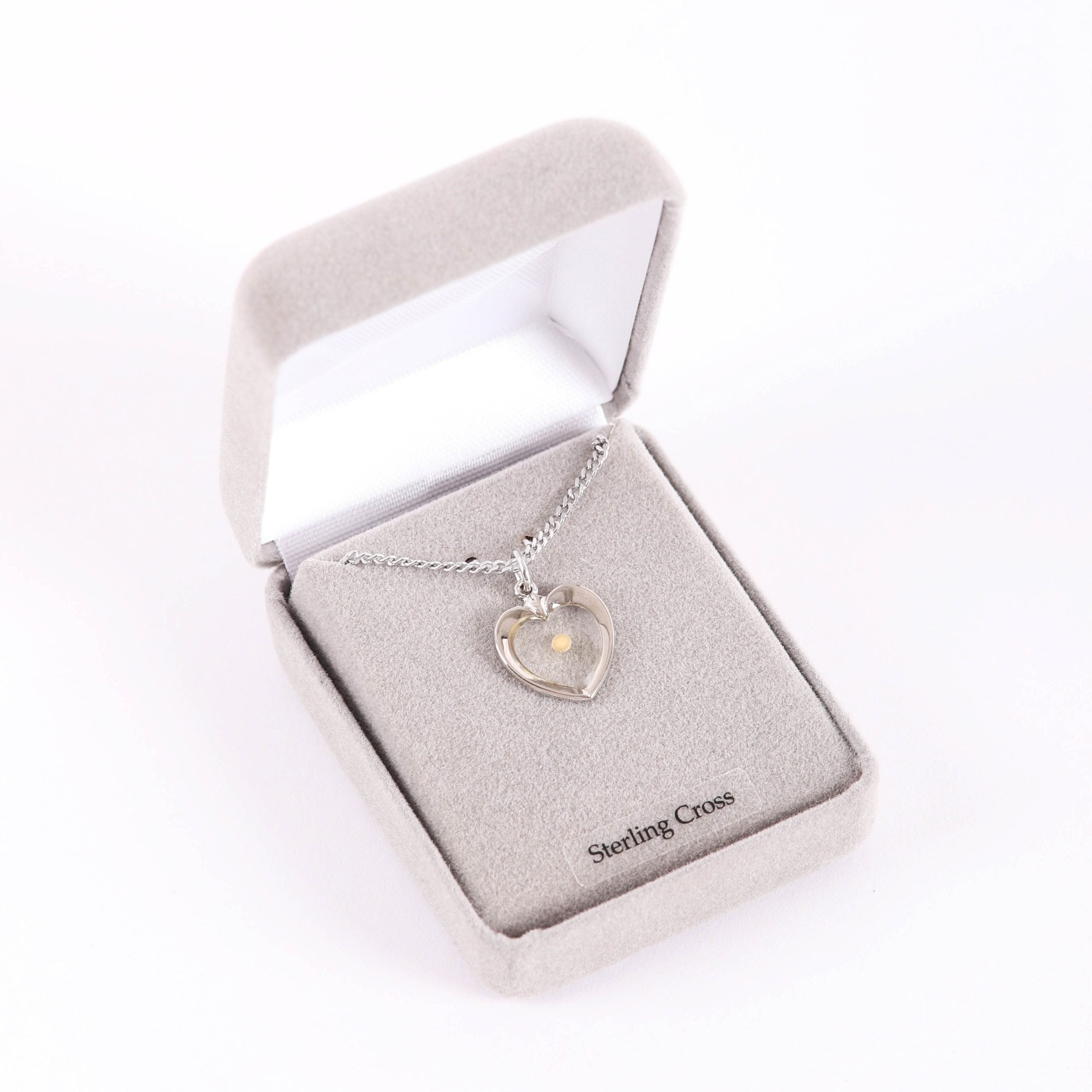 NECKLACE MUSTARD SEED HEART STERLING SILVER 18"