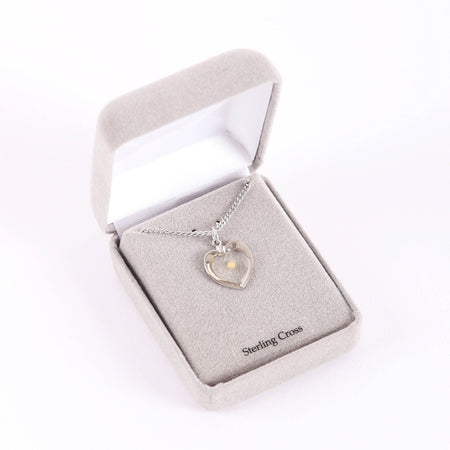 NECKLACE MUSTARD SEED HEART STERLING SILVER 18"
