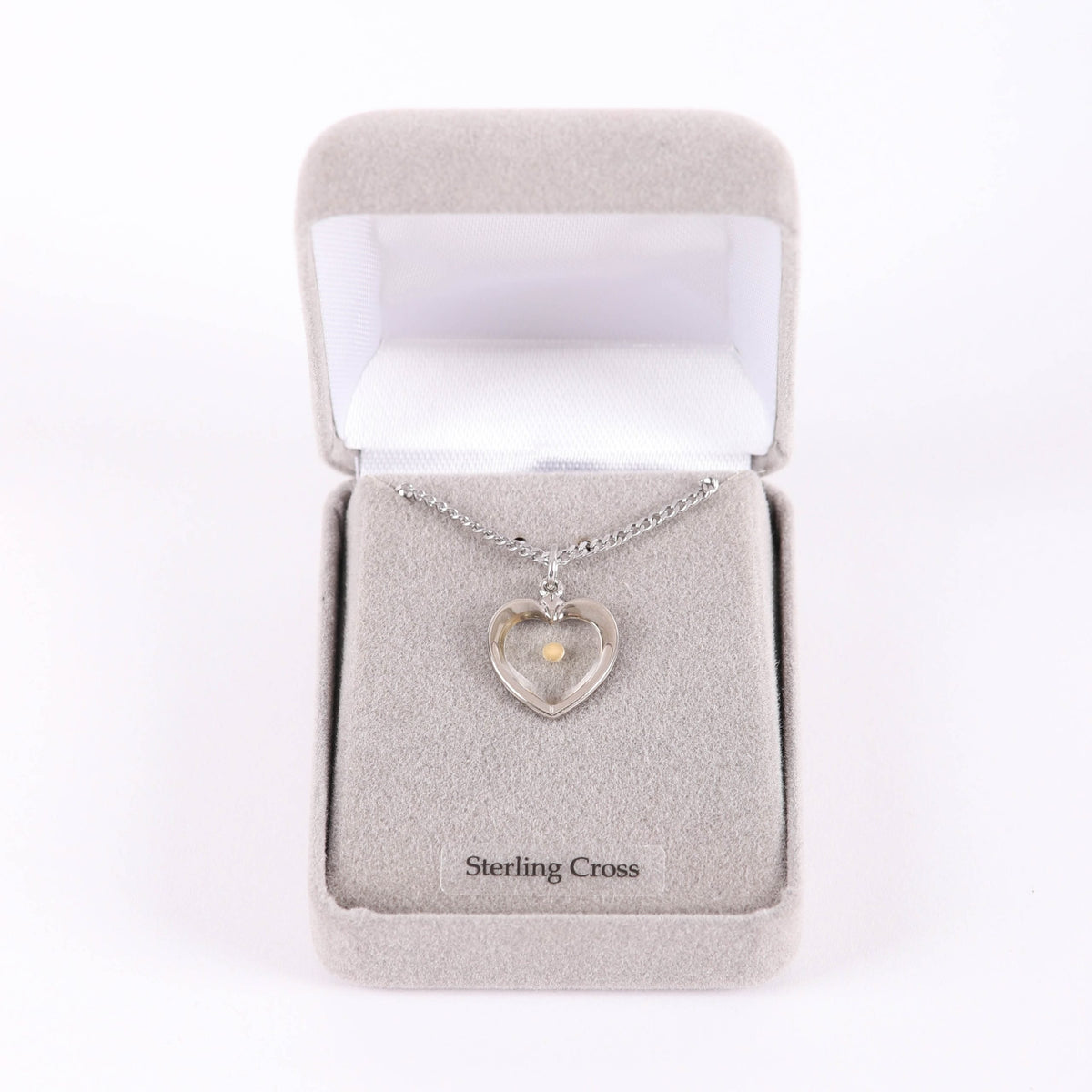NECKLACE MUSTARD SEED HEART STERLING SILVER 18"