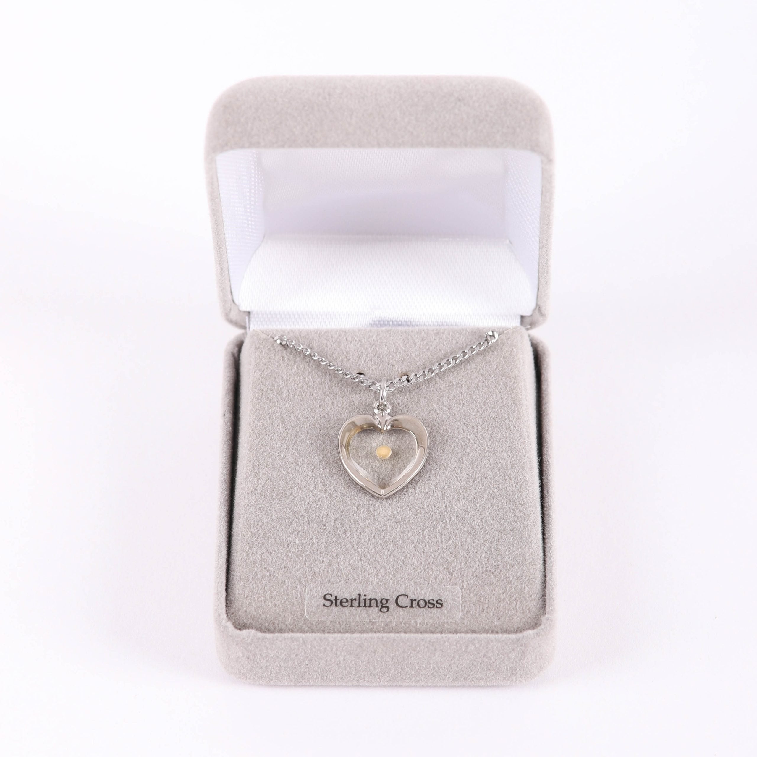 NECKLACE MUSTARD SEED HEART STERLING SILVER 18"