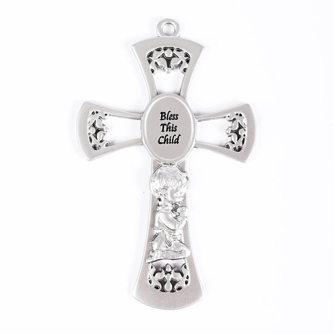 WALL CROSS PEWTER BABY BOY 6"
