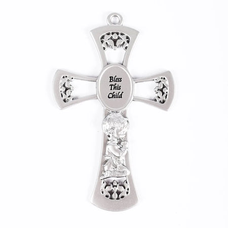 WALL CROSS PEWTER BABY BOY 6"