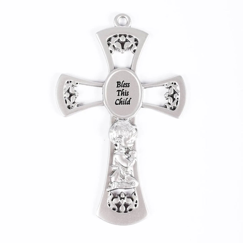 WALL CROSS PEWTER BABY BOY 6"