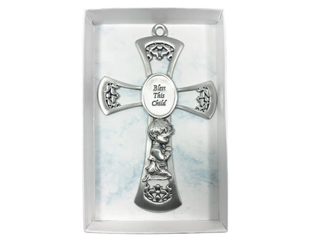 WALL CROSS PEWTER BABY BOY 6"