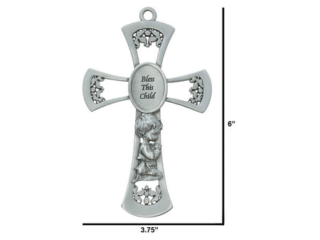 WALL CROSS PEWTER BABY BOY 6"