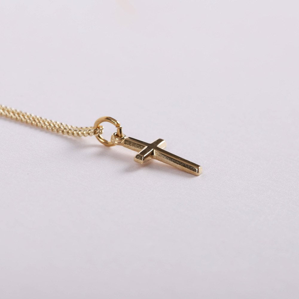 NECKLACE SMALL CROSS GOLD OVER SS 16-18"..
