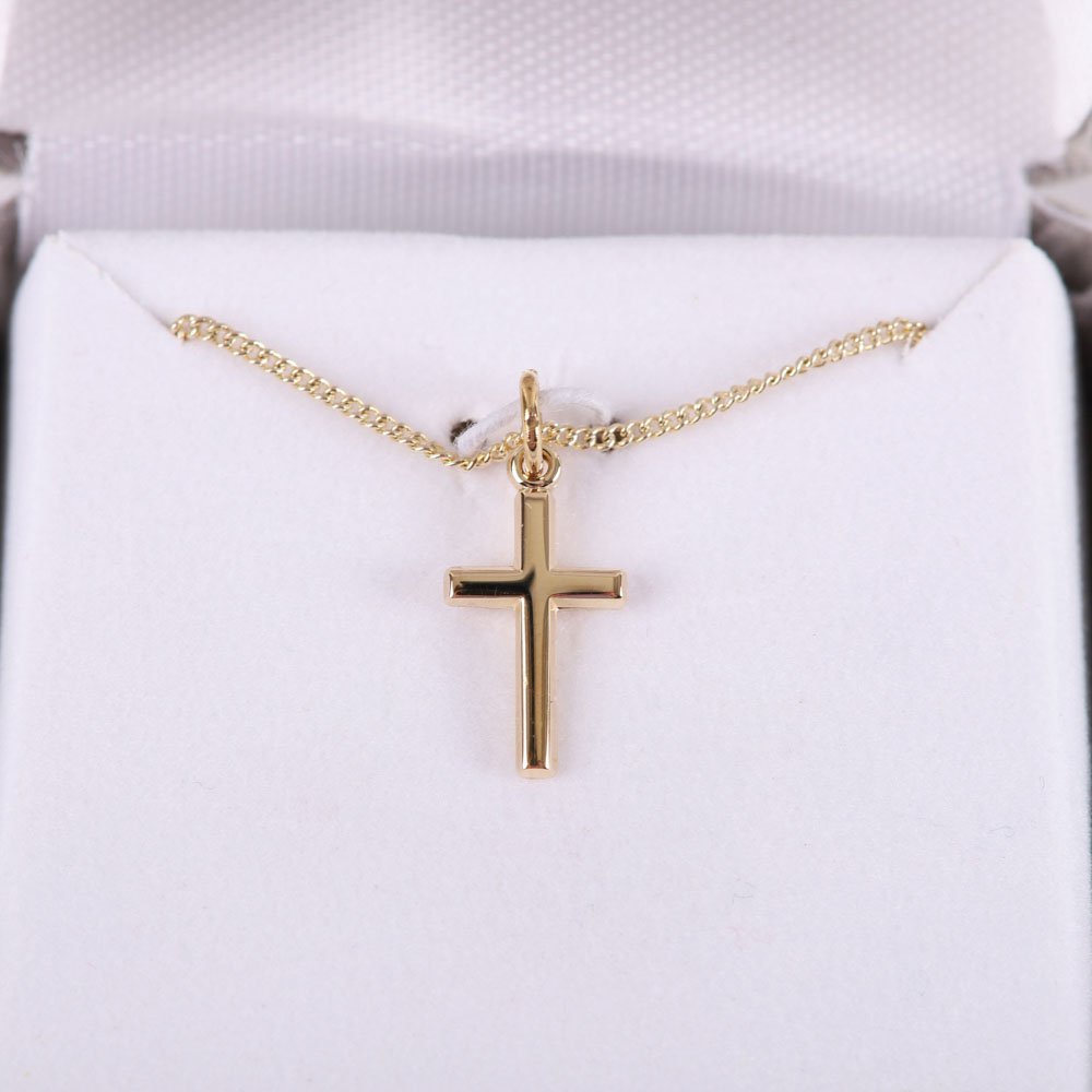 NECKLACE SMALL CROSS GOLD OVER SS 16-18"..