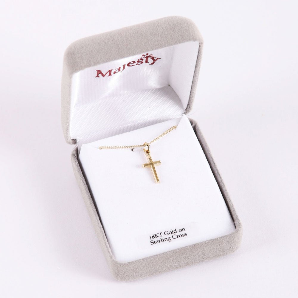 NECKLACE SMALL CROSS GOLD OVER SS 16-18"..