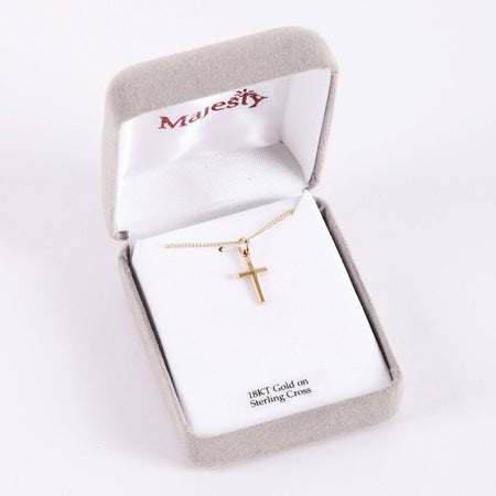 NECKLACE SMALL CROSS GOLD OVER SS 16-18"..