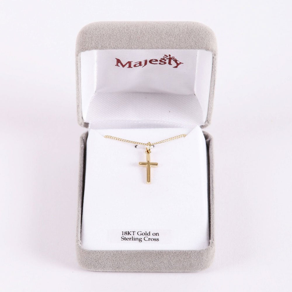 NECKLACE SMALL CROSS GOLD OVER SS 16-18"..