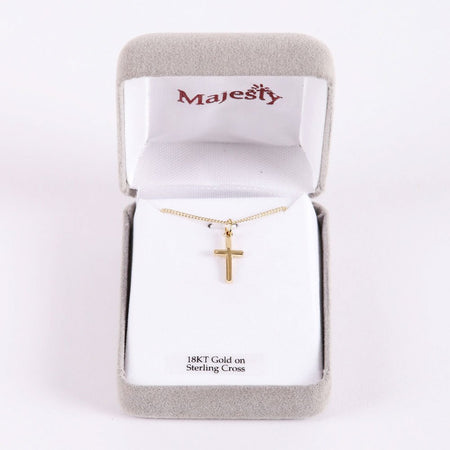 NECKLACE SMALL CROSS GOLD OVER SS 16-18"..