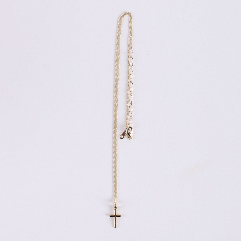 NECKLACE SMALL CROSS GOLD OVER SS 16-18"..