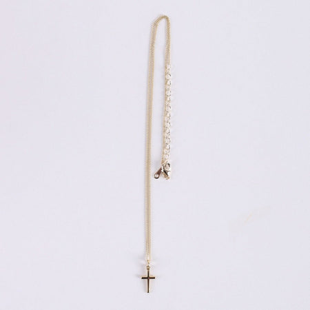 NECKLACE SMALL CROSS GOLD OVER SS 16-18"..