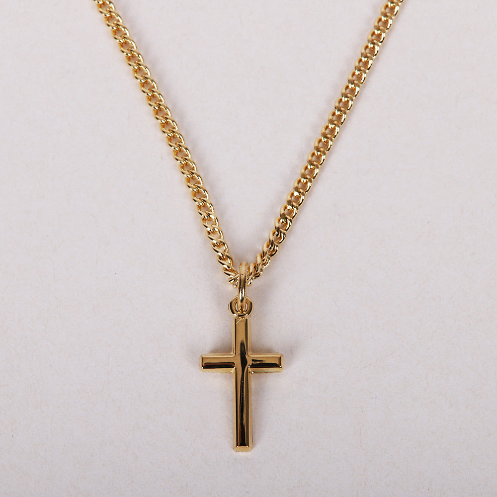 NECKLACE SMALL CROSS GOLD OVER SS 16-18"..