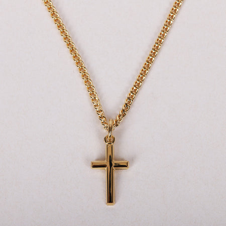 NECKLACE SMALL CROSS GOLD OVER SS 16-18"..