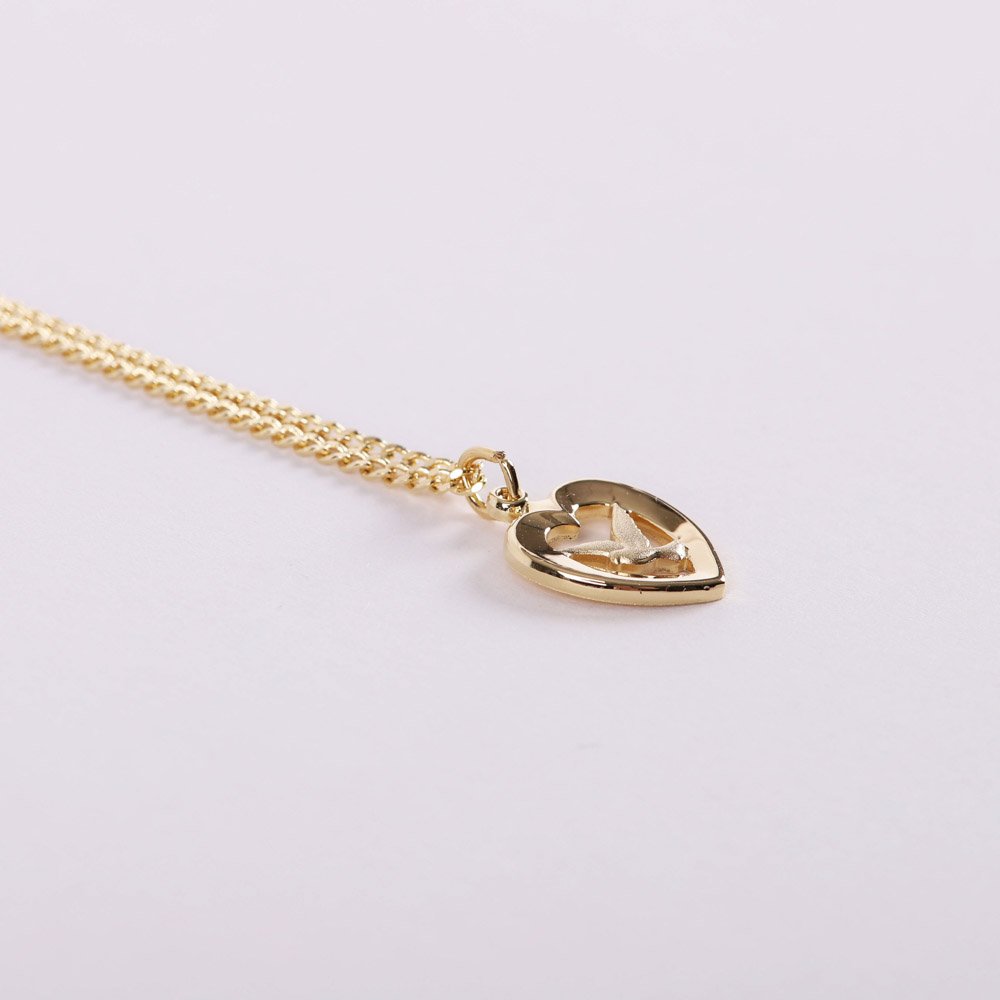 NECKLACE DOVE HEART GOLD OVER SS 18"