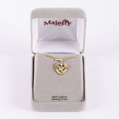 NECKLACE DOVE HEART GOLD OVER SS 18"