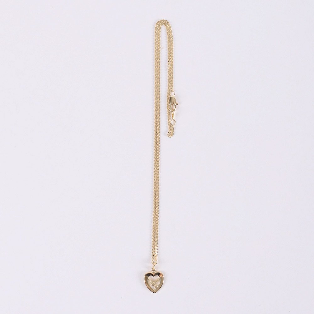 NECKLACE DOVE HEART GOLD OVER SS 18"