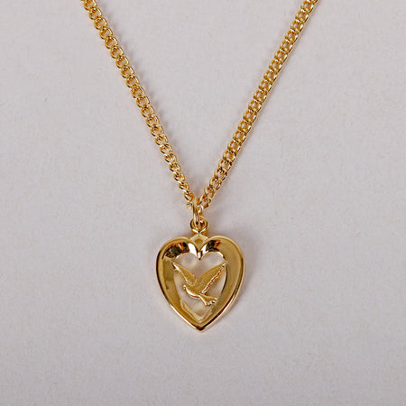 NECKLACE DOVE HEART GOLD OVER SS 18"