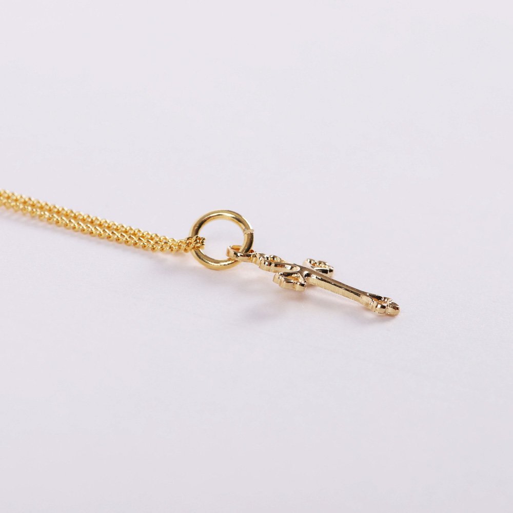 NECKLACE CUTOUT CROSS GOLD OVER SS 16-18"