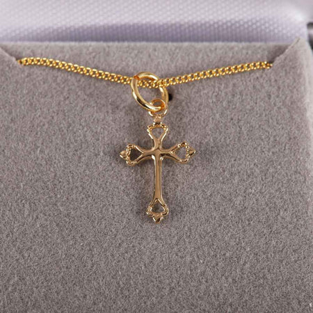 NECKLACE CUTOUT CROSS GOLD OVER SS 16-18"