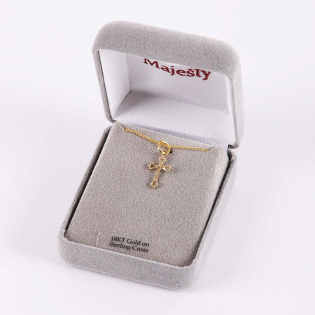 NECKLACE CUTOUT CROSS GOLD OVER SS 16-18"