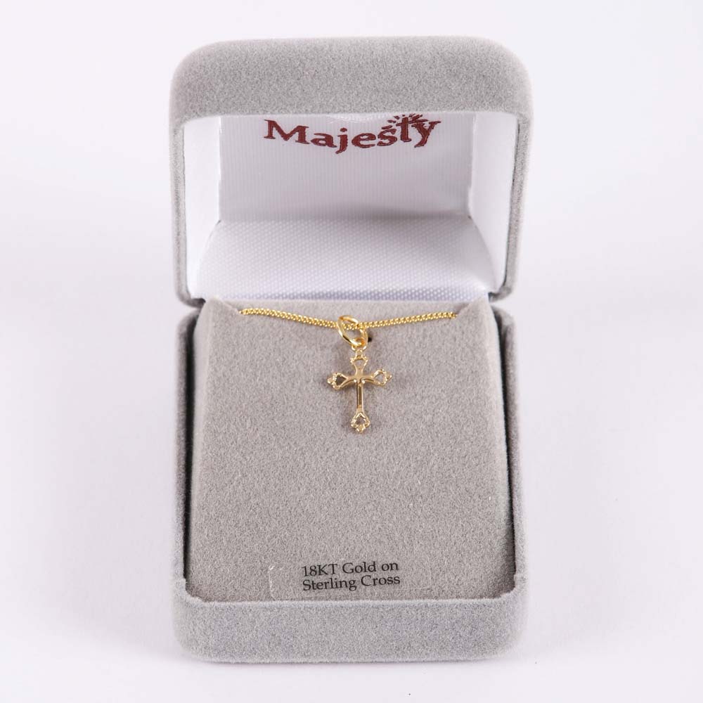 NECKLACE CUTOUT CROSS GOLD OVER SS 16-18"