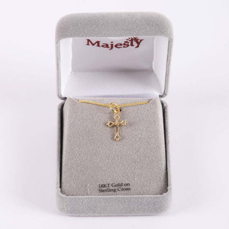 NECKLACE CUTOUT CROSS GOLD OVER SS 16-18"