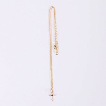 NECKLACE CUTOUT CROSS GOLD OVER SS 16-18"