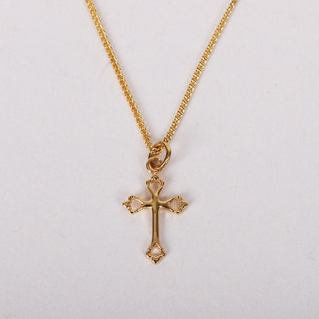 NECKLACE CUTOUT CROSS GOLD OVER SS 16-18"