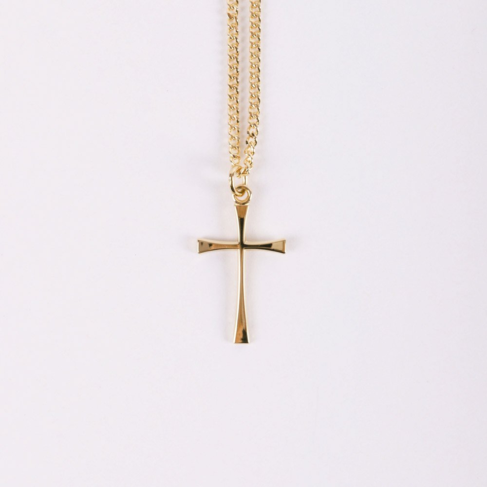 NECKLACE CROSS GOLD OVER SS 18"