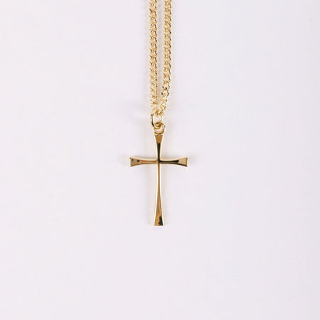 NECKLACE CROSS GOLD OVER SS 18"