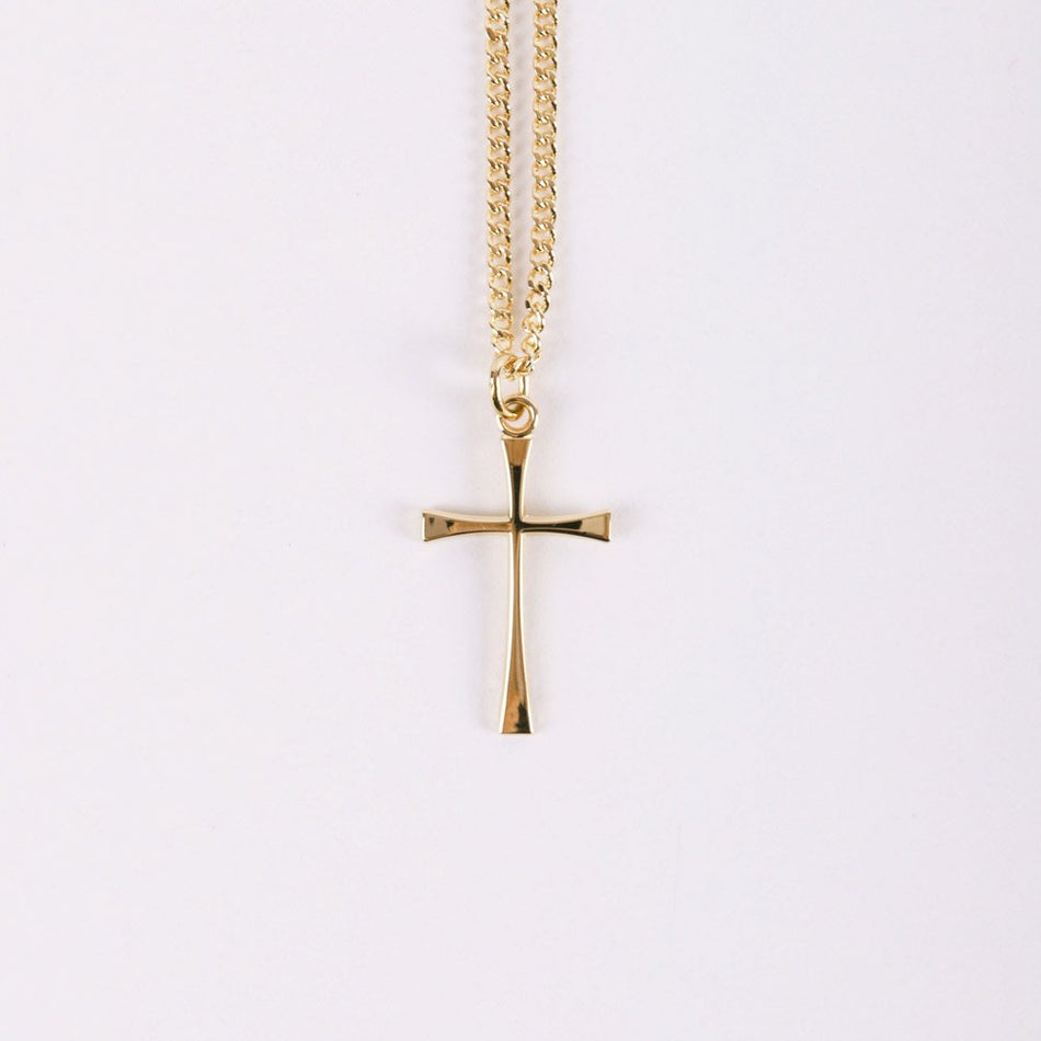 NECKLACE CROSS GOLD OVER SS 18"