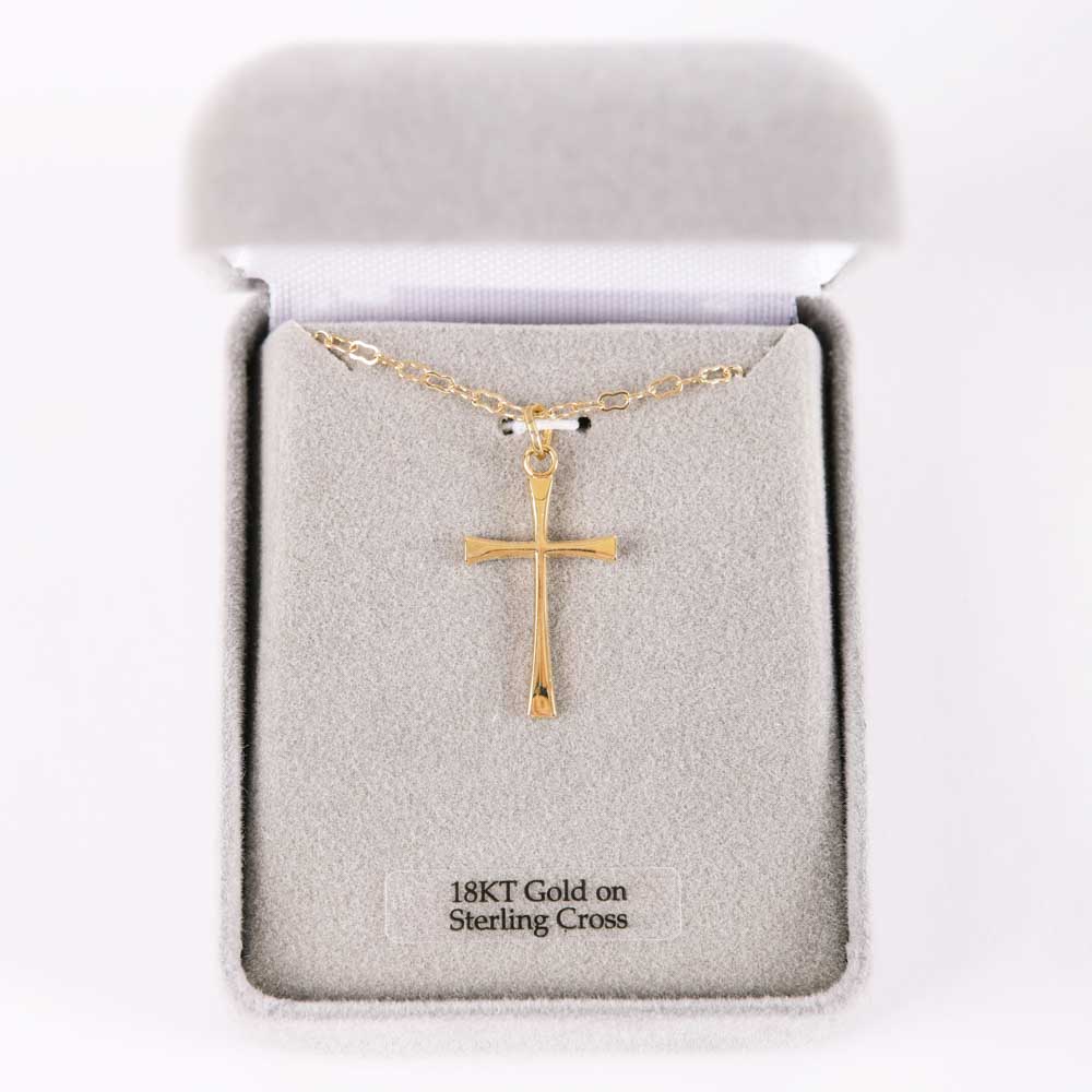 NECKLACE CROSS GOLD OVER SS 18"