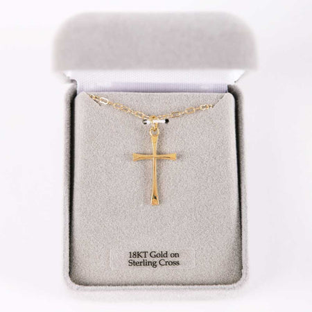 NECKLACE CROSS GOLD OVER SS 18"