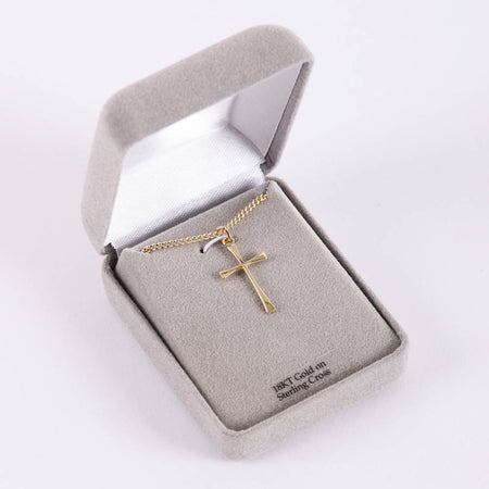 NECKLACE CROSS GOLD OVER SS 18"