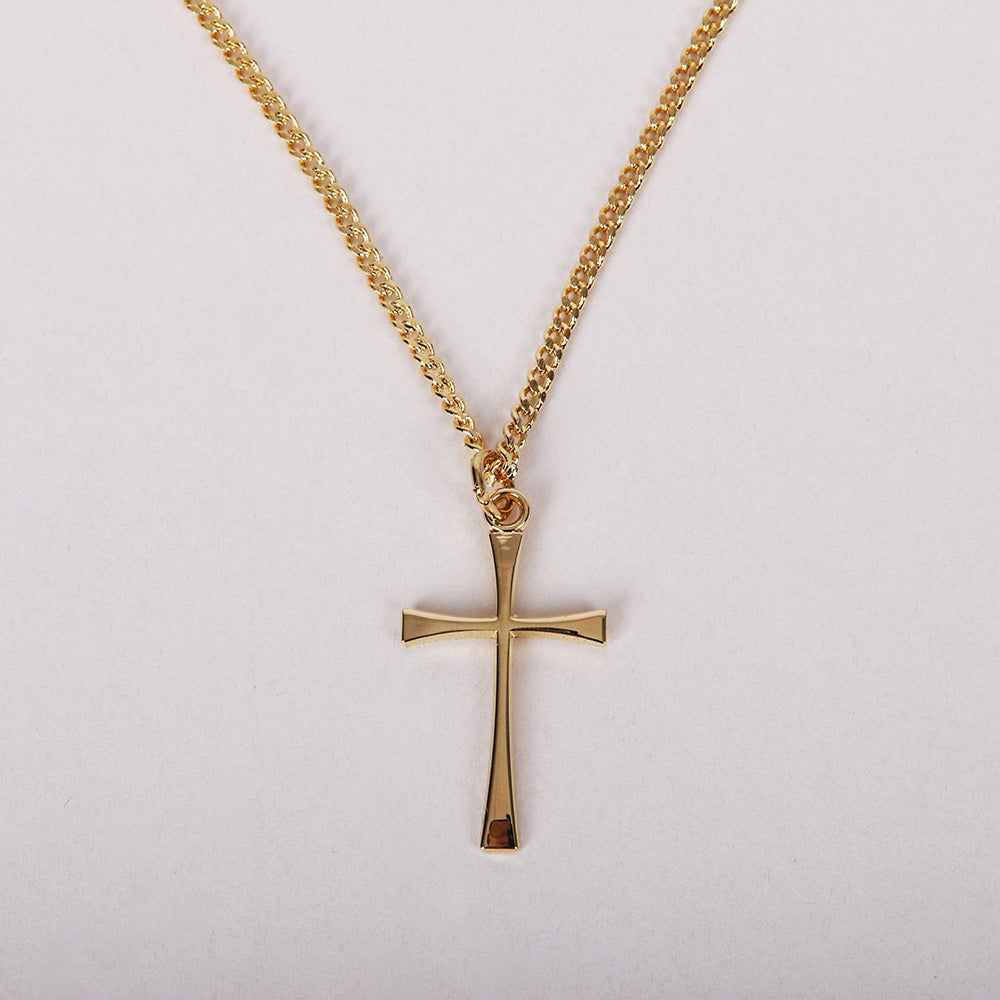 NECKLACE CROSS GOLD OVER SS 18"