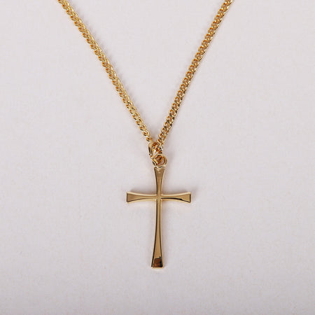 NECKLACE CROSS GOLD OVER SS 18"