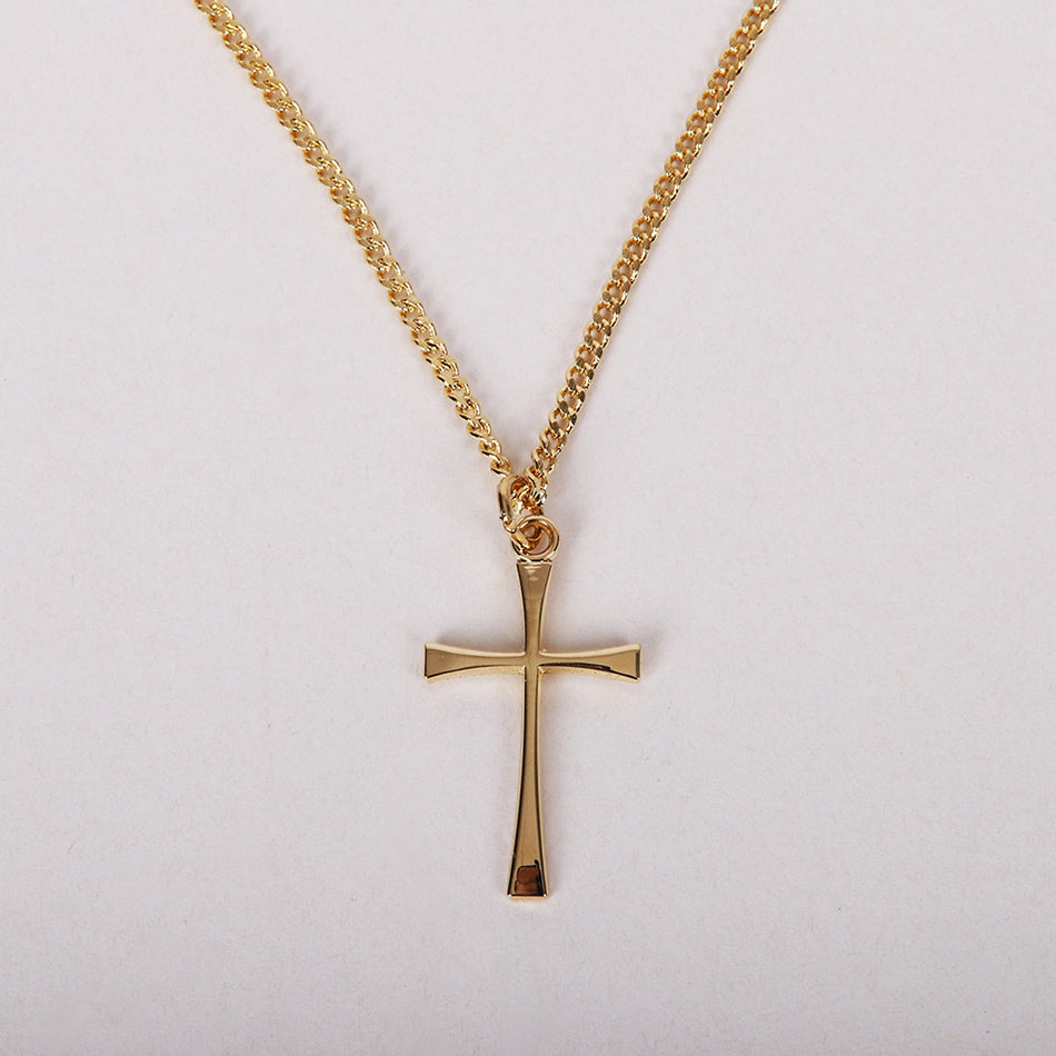 NECKLACE CROSS GOLD OVER SS 18"