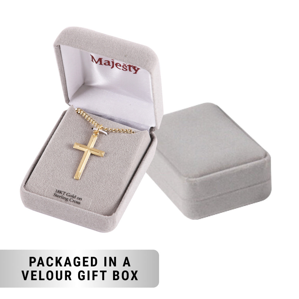 NECKLACE CROSS W/CROSS GOLD OVER SS 24"