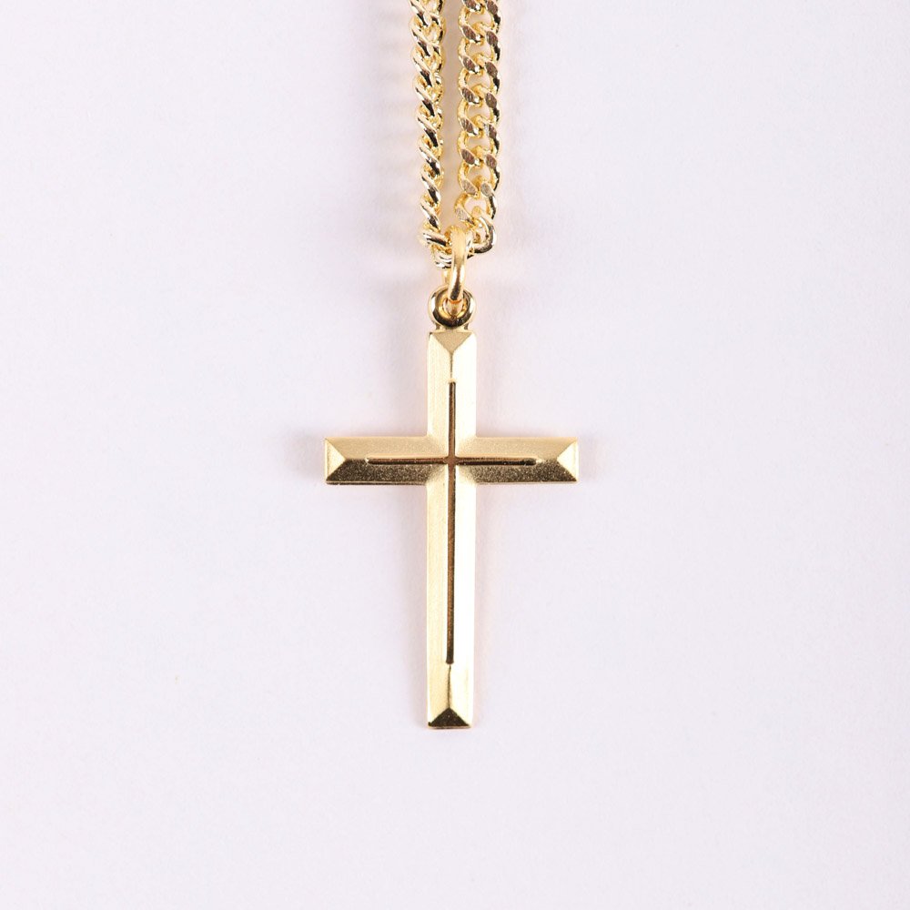 NECKLACE CROSS W/CROSS GOLD OVER SS 24"