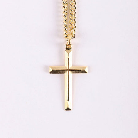 NECKLACE CROSS W/CROSS GOLD OVER SS 24"