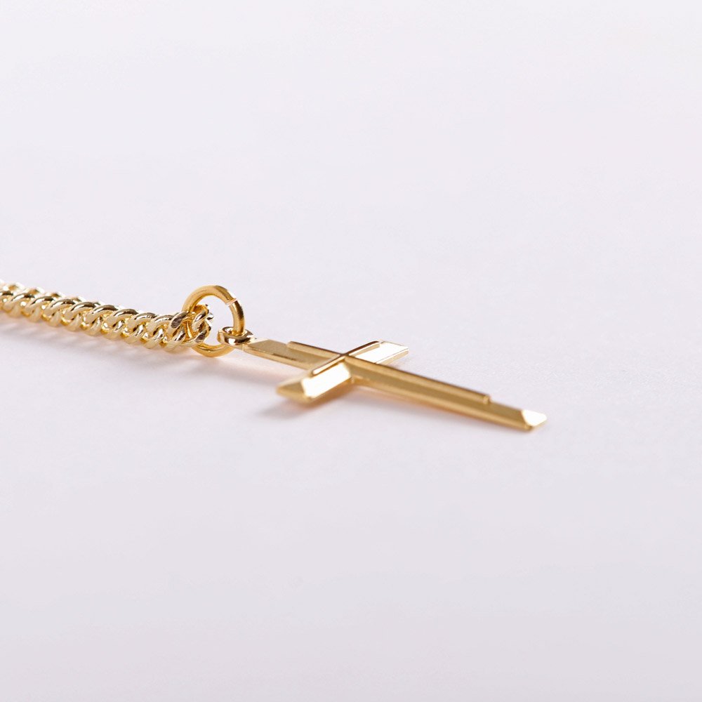 NECKLACE CROSS W/CROSS GOLD OVER SS 24"