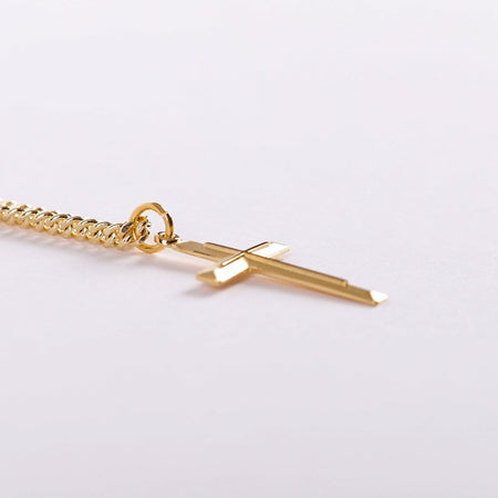 NECKLACE CROSS W/CROSS GOLD OVER SS 24"